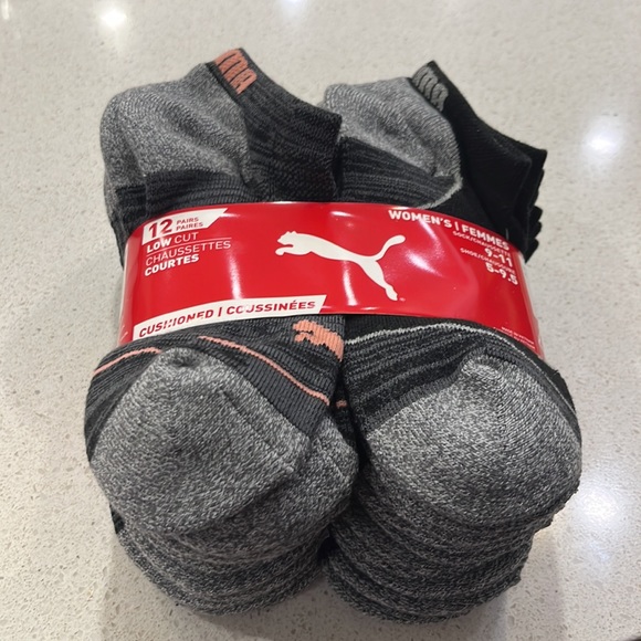 Socks Size 9-11 women’s.  19 pairs.  Black and grey. Grey are Puma low cut NWT. - Picture 2 of 3